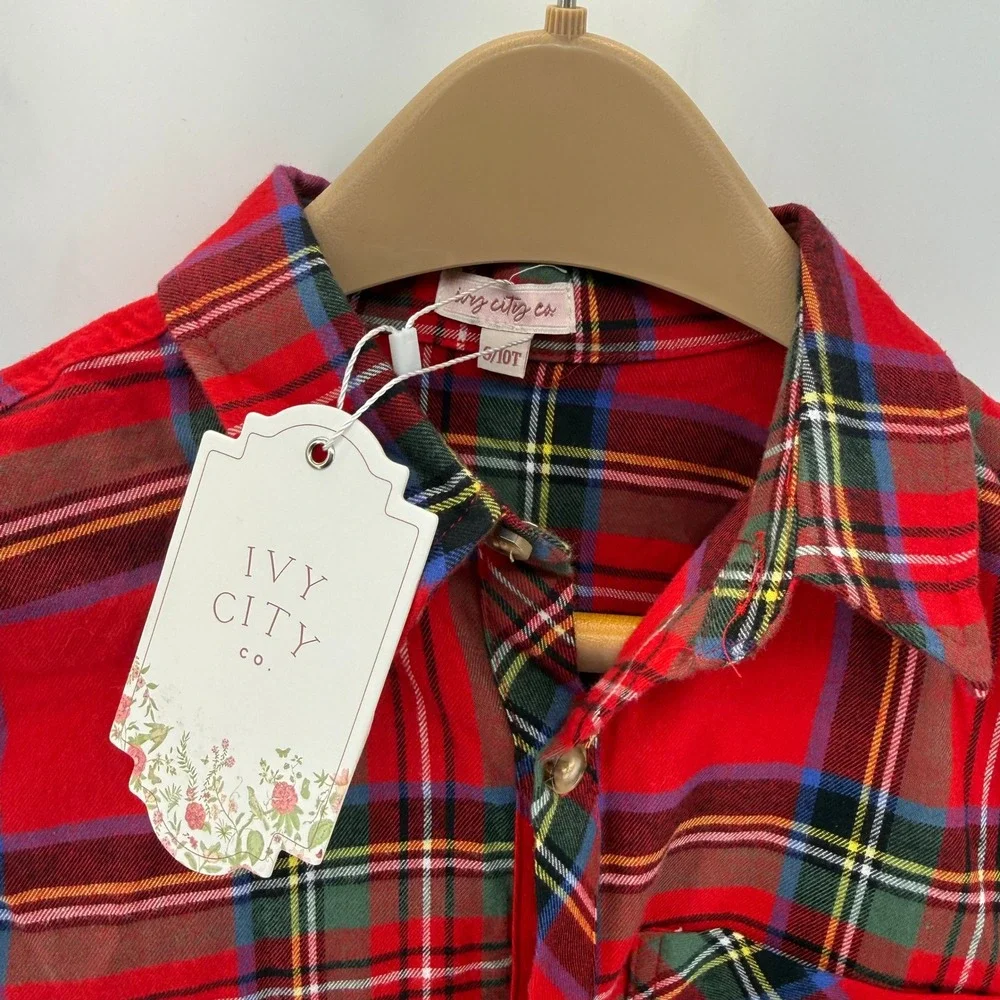 Ivy City Co Boys John Shirt Madeline Holiday Plaid Red Button Down 9/10 NEW